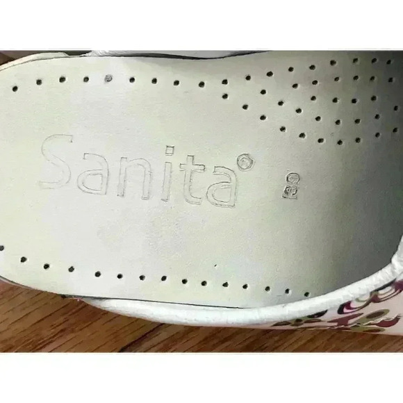 Sanita Clogs Sz 39 Open Back Mules Purple Floral Print Danish Funky Comfort Cute - Picture 12 of 12